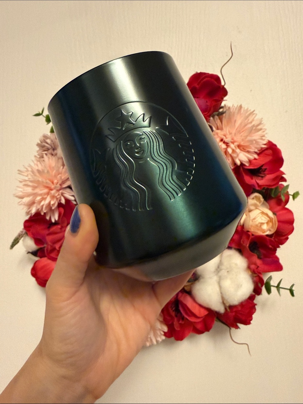 🍃NEW! 12 oz. Starbucks Iridescent Teal-Blue Embossed Stainless Tumbler 2024